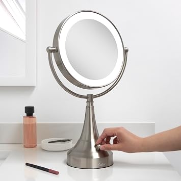 مرآة مكياج مضاءة من Zadro 10X مكبرة LED 11 بوصة Dia Makeup Mirror with Lights and Magnification C Battery