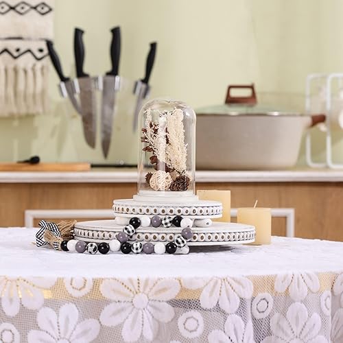 Miniatura 3 de 2 elevadores de madera para decoración con cuentas de pedestal de madera para encimera de cocina, elevadores rústicos para exhibición, decoración