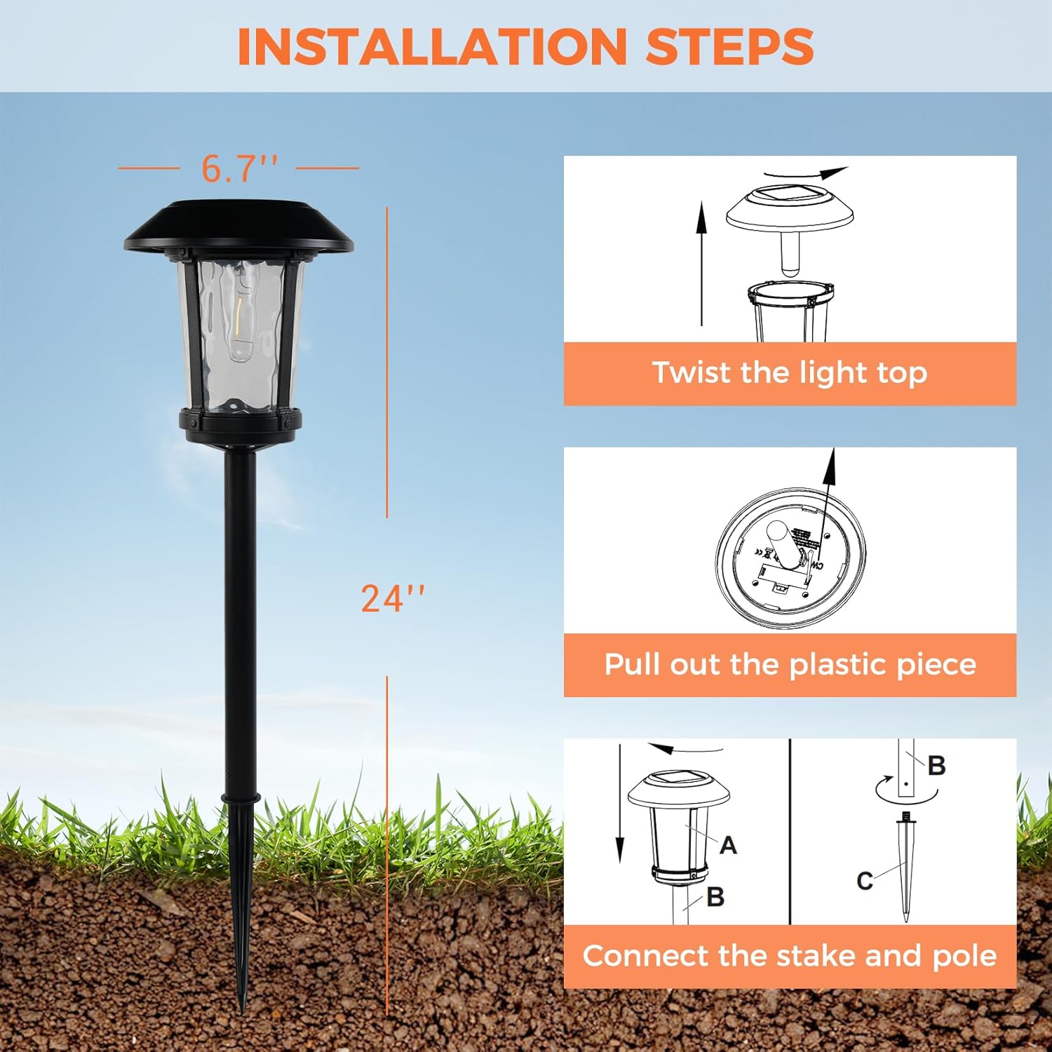 Solar Yard 5-Pack Solar Pathway Lights Outdoor, Solar Powered Garden Lights Waterproof, Auto On/Off Powered Landscape Lighting for Pathway, Porch, Walkway, Driveway