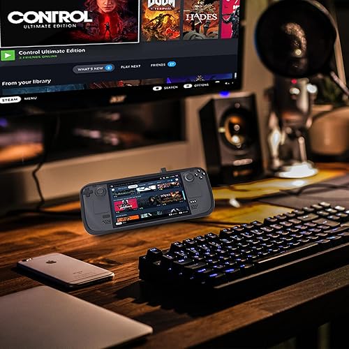 Miniatura 7 de KUNSLUCK Funda protectora para cubierta de vapor funda protectora de poliuretano termoplástico con soporte y 6 piezas de piel protectora compatible