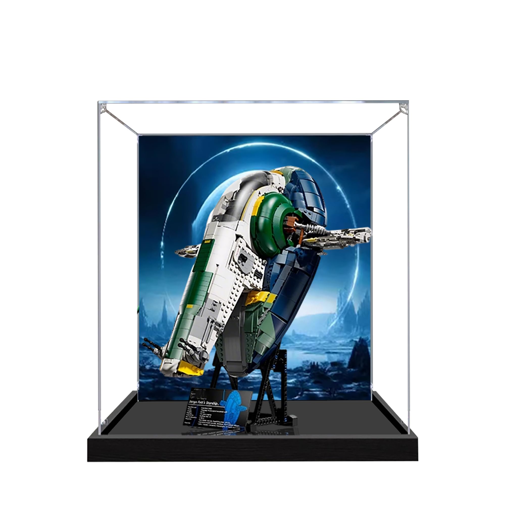Acrylic Display Case for Lego 75409 Jango Fett Starship Model, 3mm Dustproof Display Box, Display Case Compatible with Lego 75409 (Model Not Included) (Background 3MM)