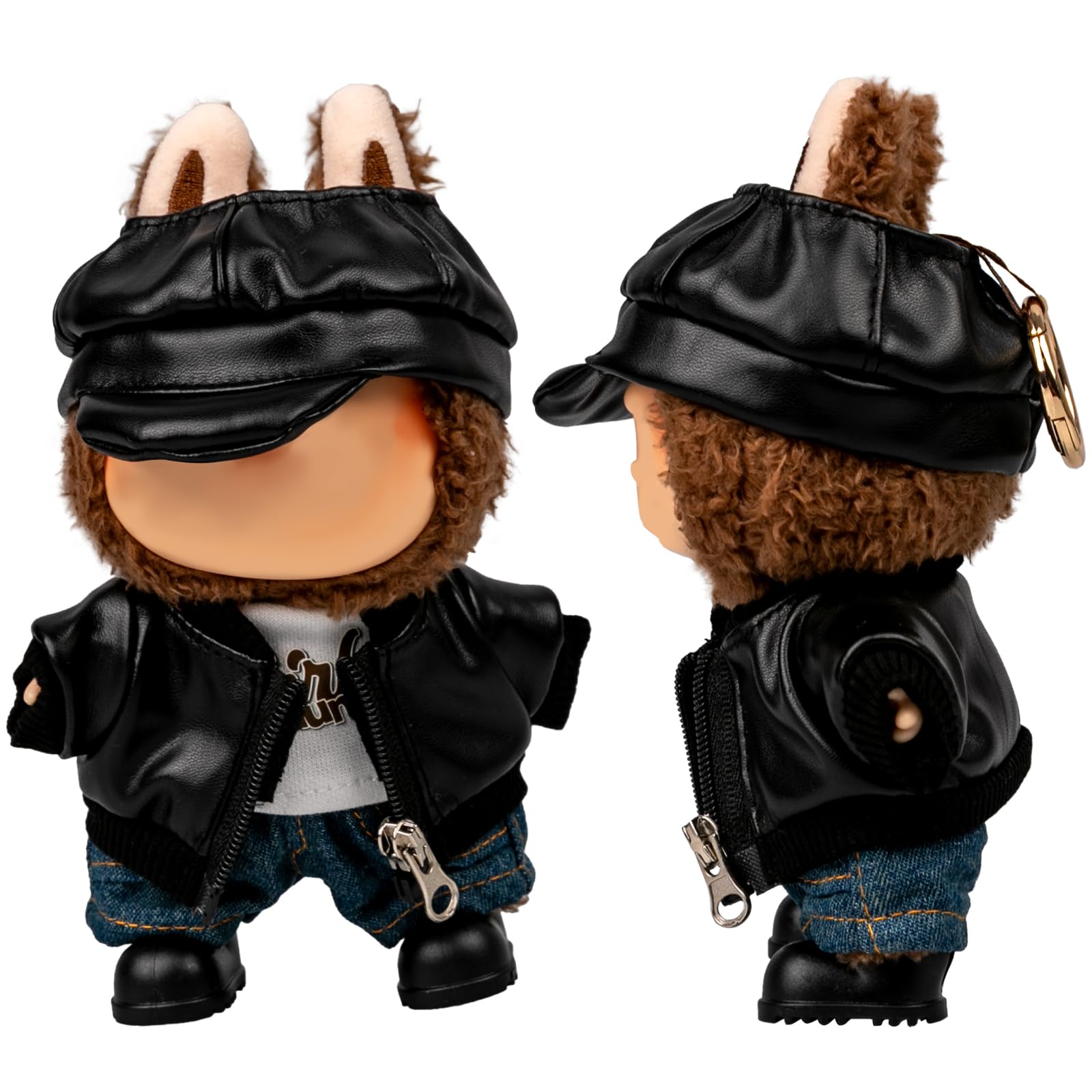 17cm/6.69in Doll Clothes for Labubu Black Bomber Jacket Suit, Dolls Clothes Accessories, Gift for Boys & Girls - Image 2