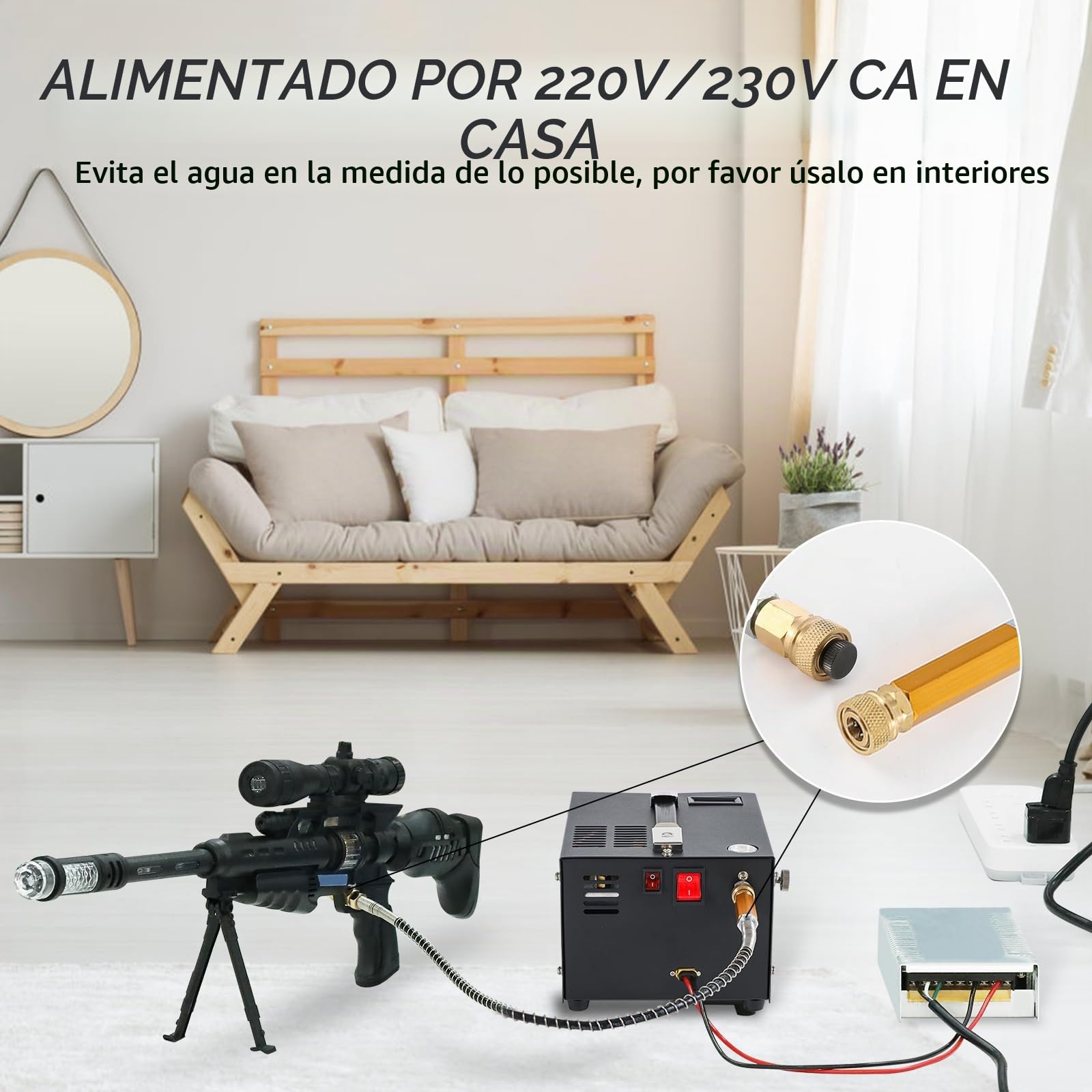 Mxmoonant 300bar / 4500psi / 30mpa Pcp Compresor de Aire, para Airsoft, Pistolas de Paintball, Coche, Alimentado por Automóvil Doméstico DC12V o 220V AC | Sin aceite y agua, pantalla de temperatura, compacto, para PCP/Airsoft/Paintball