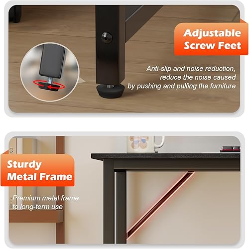 Vista 20 de BestOffice Escritorio para computadora, escritorio de oficina en casa, estilo moderno y simple para oficina en casa, estudio y escritura