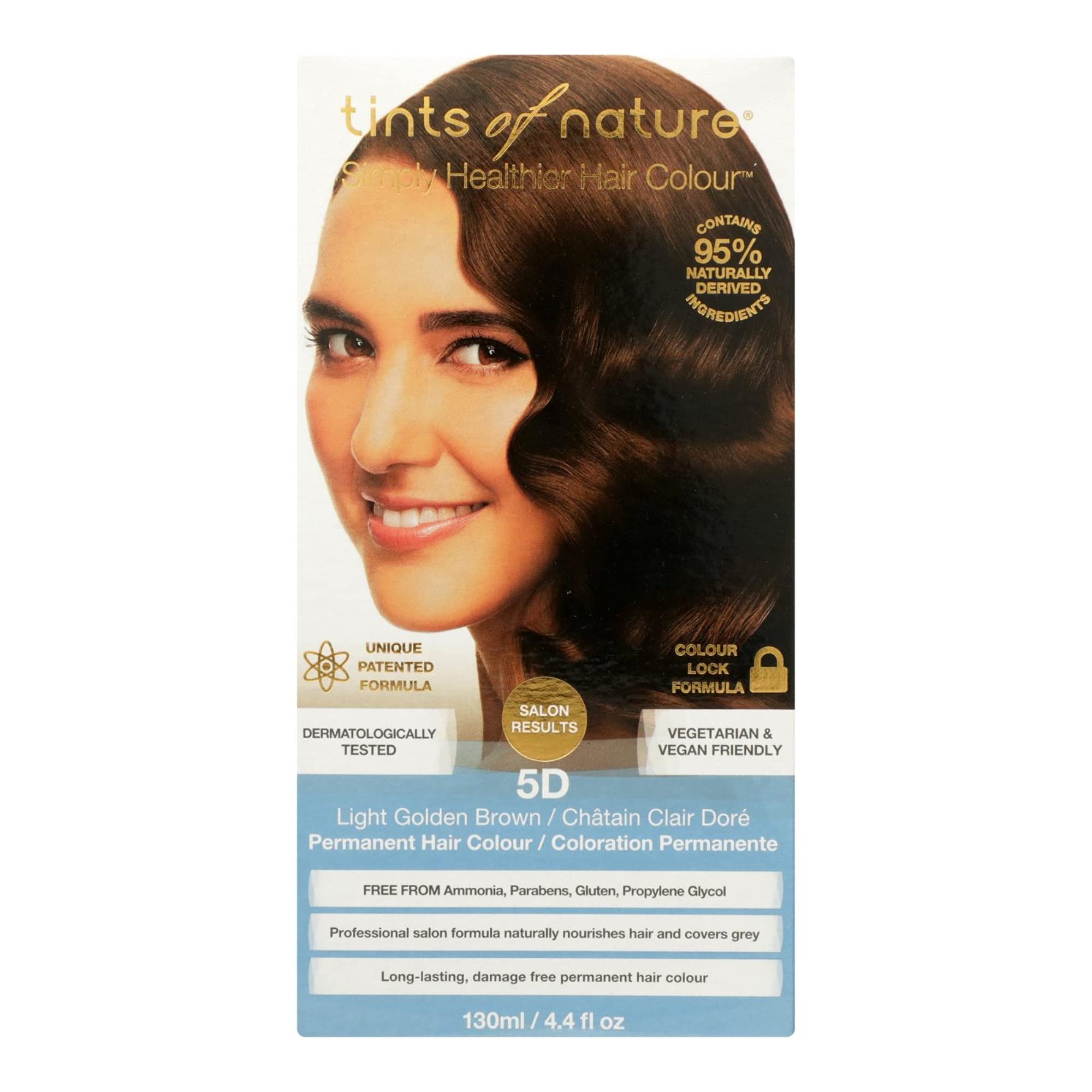 (3 Pack) Tints of Nature 5D Light Golden Brown Permanent Hair Colour 130 millilitres