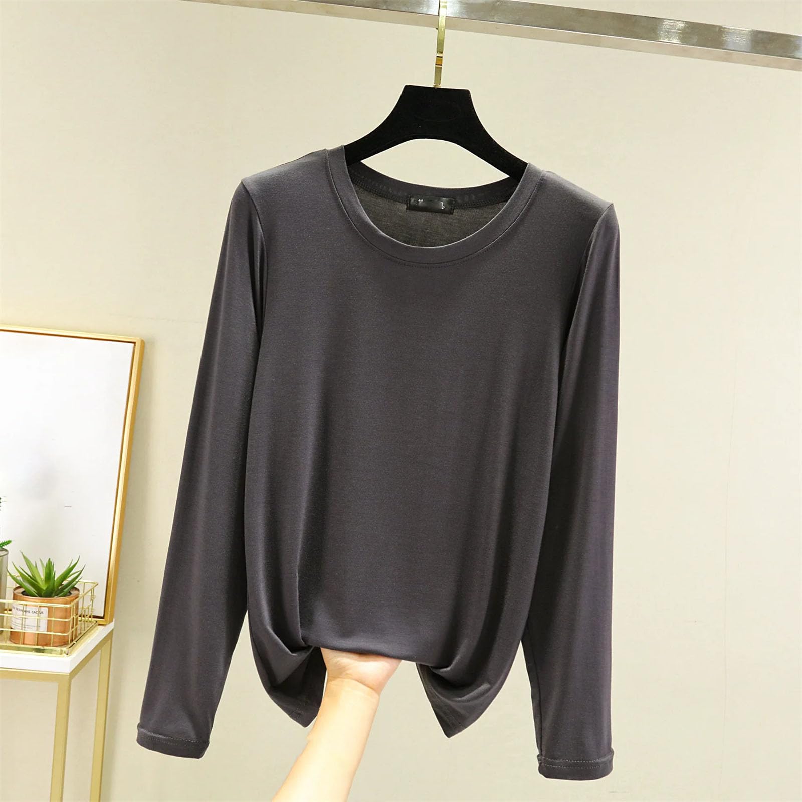 Girocollo Bottoming Camicia Maniche Lunghe Donna Slim Fit T-Shirt Abbigliamento Casa T-Shirt Top