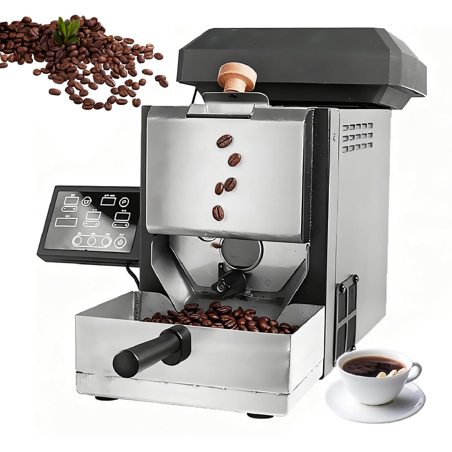 Eiwitany Electric Coffee Roaster, 200g Capacity with Custom Roast Curves, Transparent Visible Design for Coffee Beans, Grains and Nuts