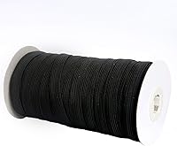 Vista 2 de Banda elástica plana de 50 yardas de longitud de 1/2 pulgada de ancho para costura, cordón elástico para proyectos de bricolaje, artes y Negro