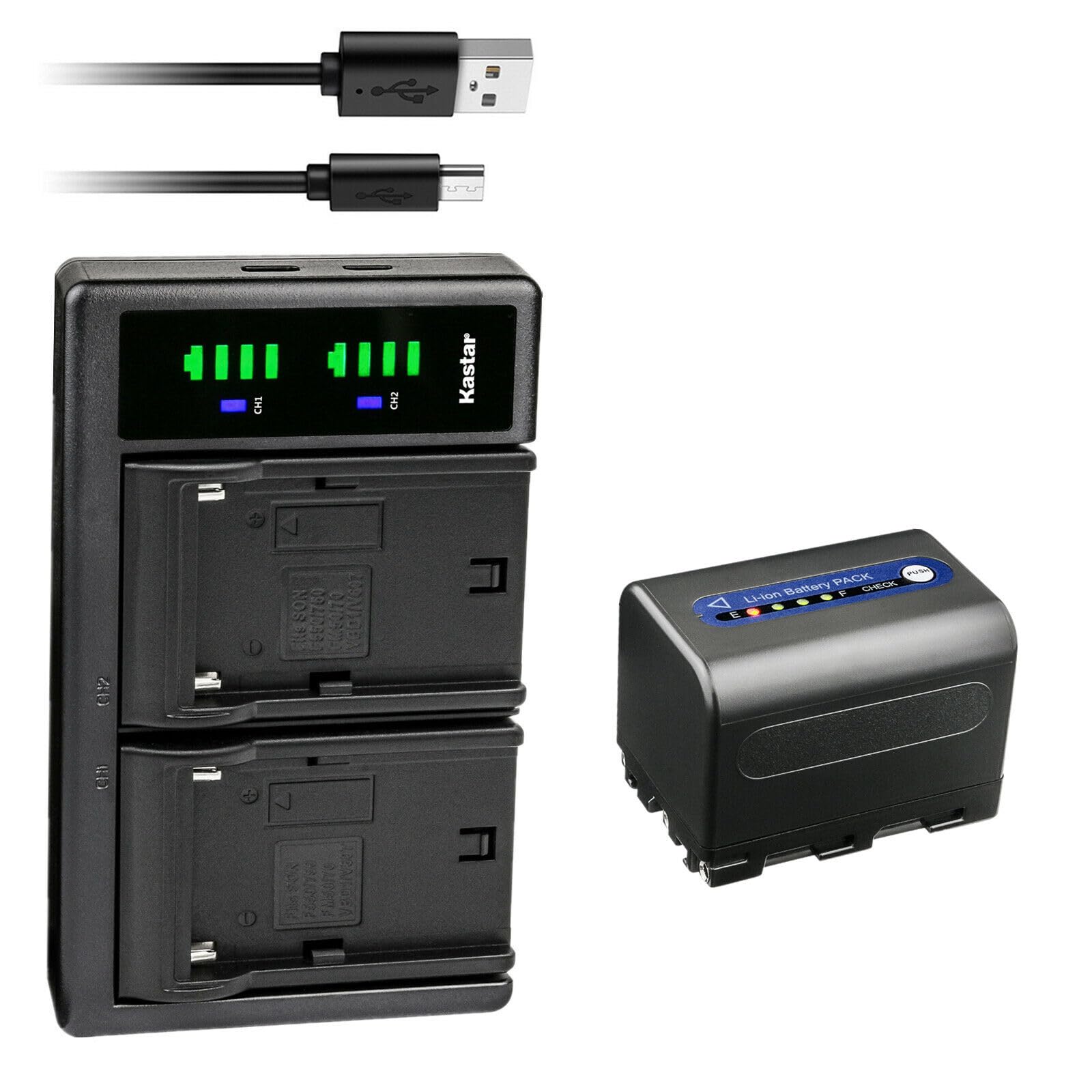 Kastar 1-Pack NP-QM71D Battery and LTD2 USB Charger Compatible with Sony CCD-TRV108 CCD-TRV116 CCD-TRV118 CCD-TRV126 GV-D1000 GV-D1000E Video