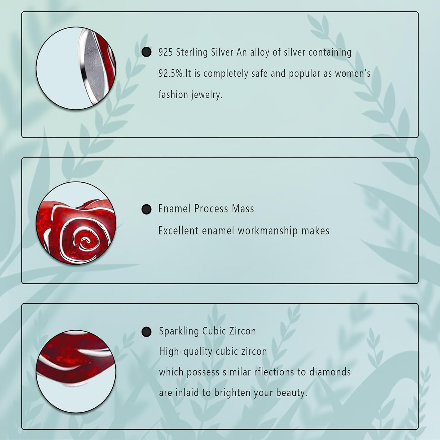 Red Rose Love Charm 925 Sterling Silver Charm Fit Women's Bracelet Necklace Pendant Jewelry Gift for Family and Friends - Image 3