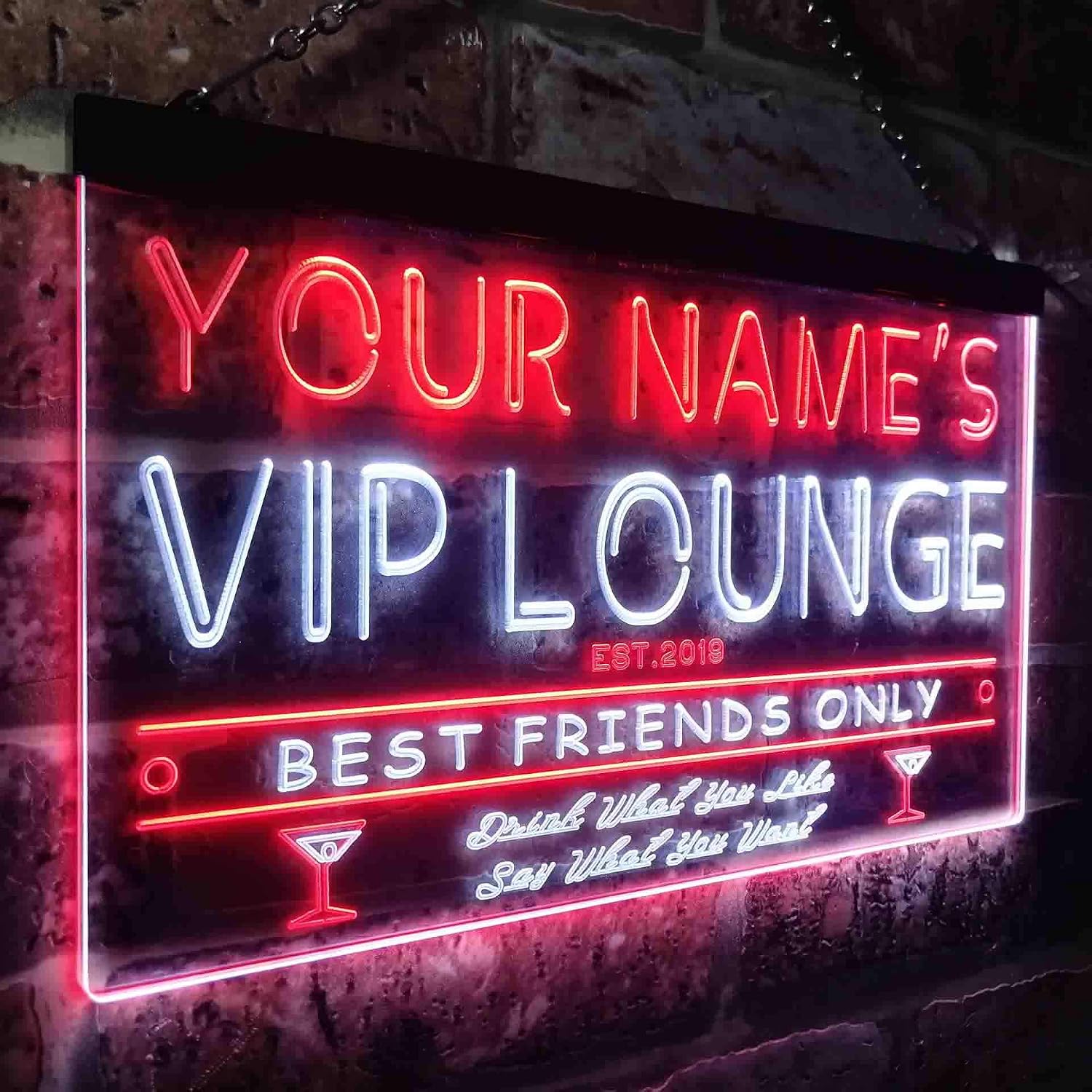 ADVPRO Personalized Your Name Est Year Theme VIP Lounge Bar Club Pub Dual Color LED Neon Sign White & Red 24" x 16" st6s64-qi1-tm-wr