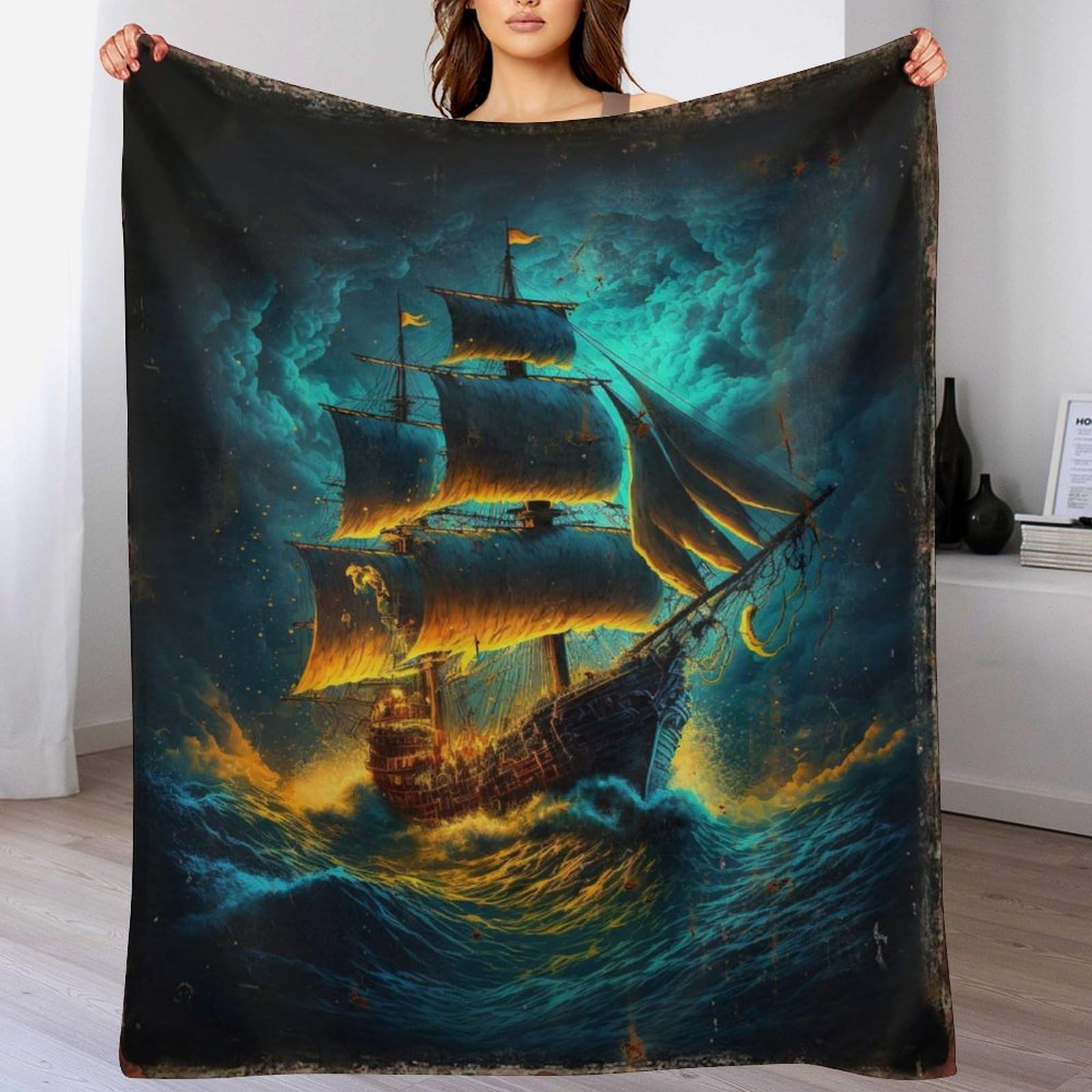 Couverture pirate en flannel polaire 130x180 cm pour lit et canapé