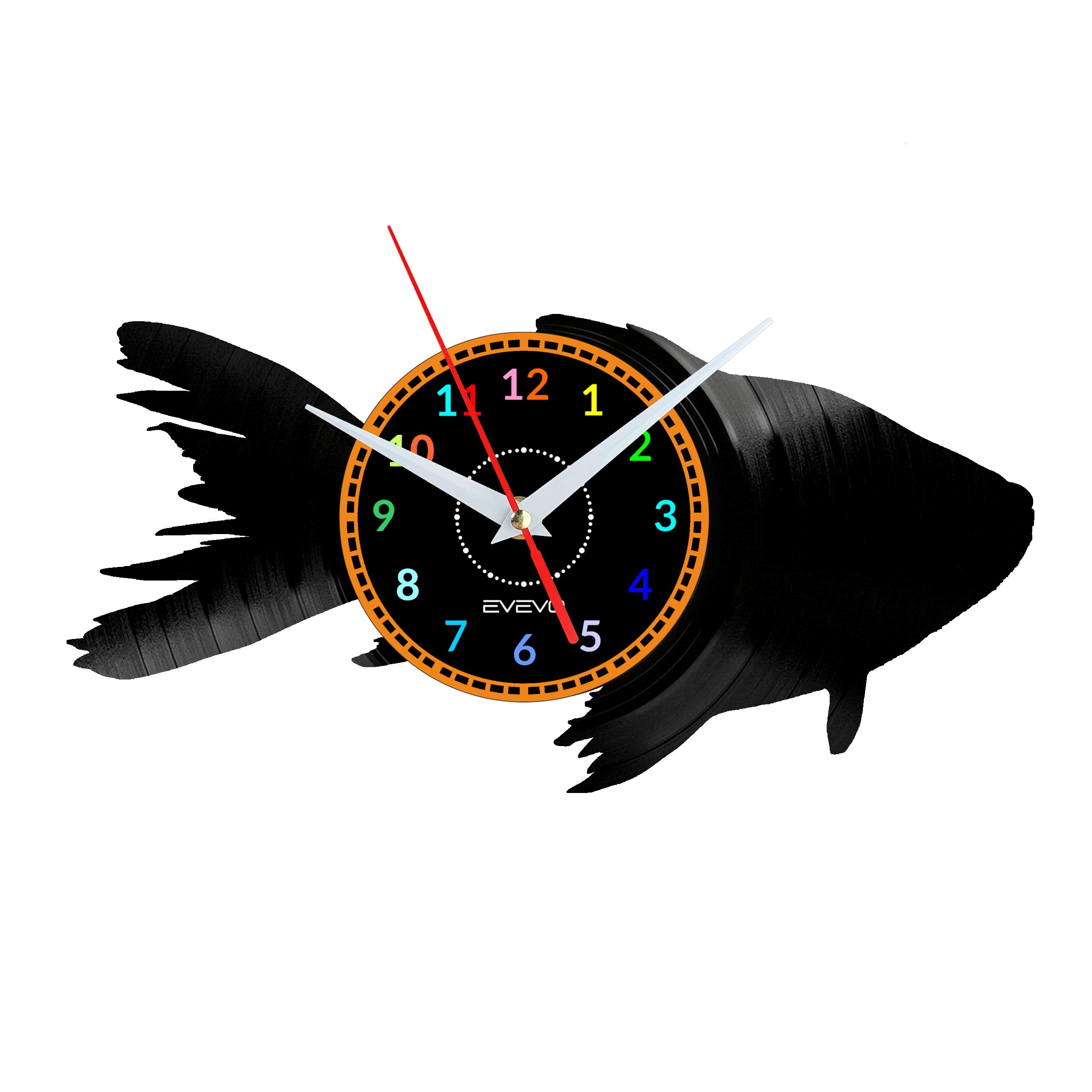 Horloge murale poisson doré vinyle idée cadeau bonheur
