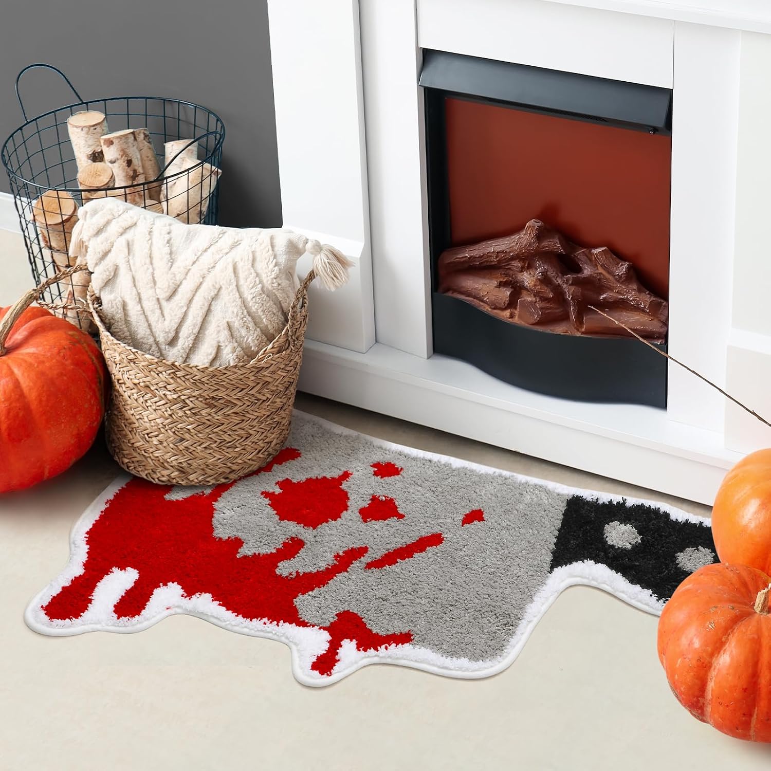 Percozzi Halloween Bath Mat Rug Bloody Knife Tufted Non-Slip Water Absorbent Bath Rug for Bathroom Shower Tub Kitchen Area Rug Halloween Holiday Decorations Supplies