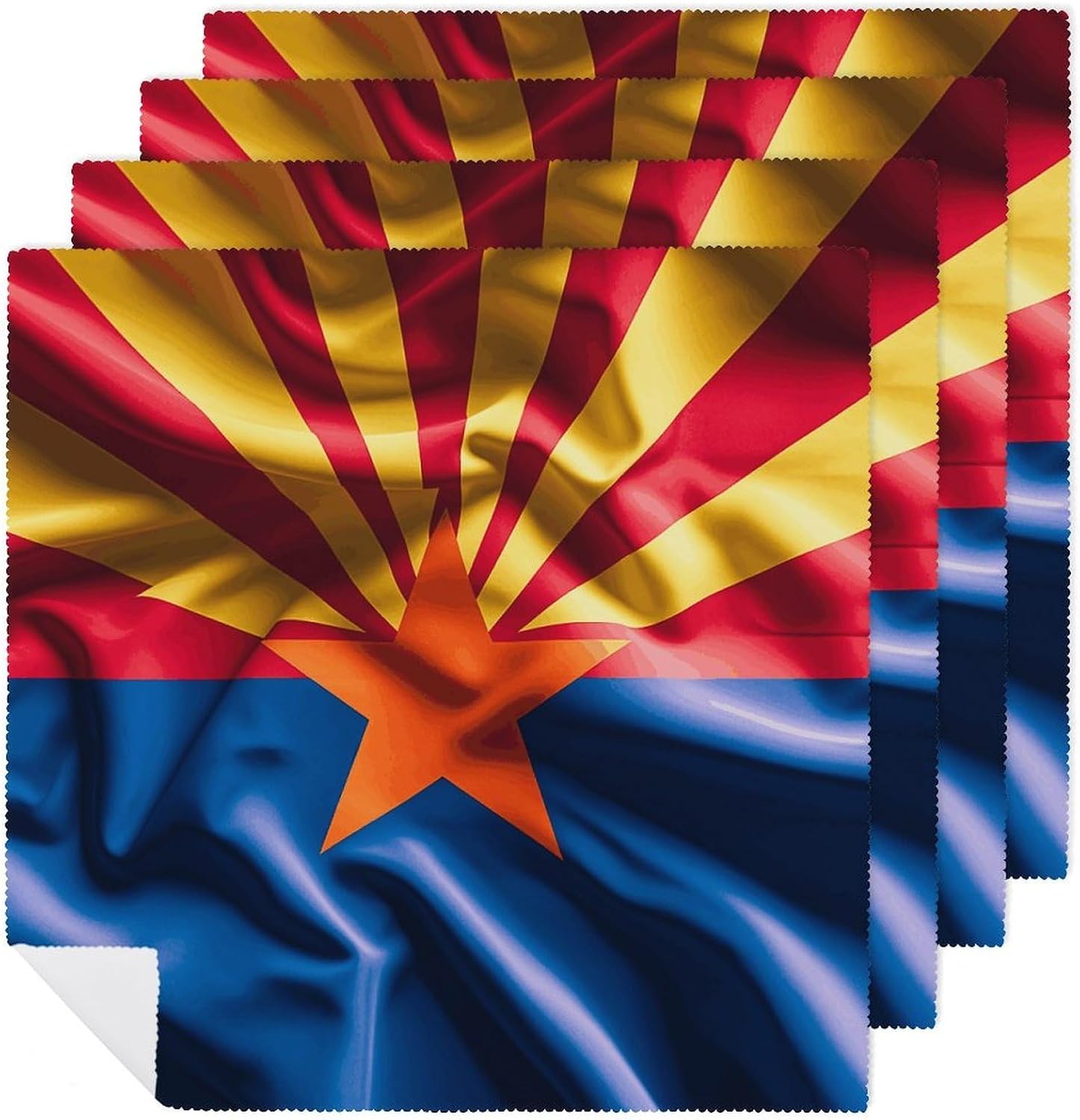 Arizona Flag Cloth Napkins for Christmas Dining - 4 PCS Reusable Satin 18.7x18.7 Inch Washable Soft Table Napkins for Wedding, Holiday Decor & Eco-Friendly Kitchen Gifts