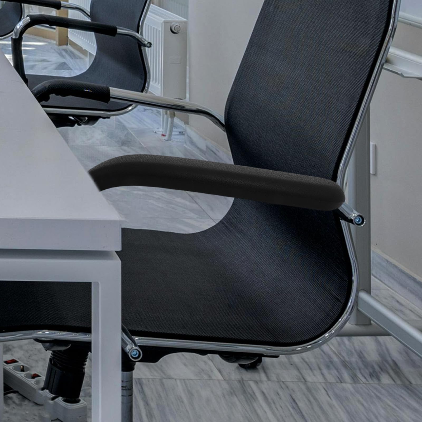 Almohadillas Agarre Cómodo para Reposabrazos 2 Piezas de Silla de Oficina de PU Negro y Reposabrazos Ajustable para Uso en Oficina
