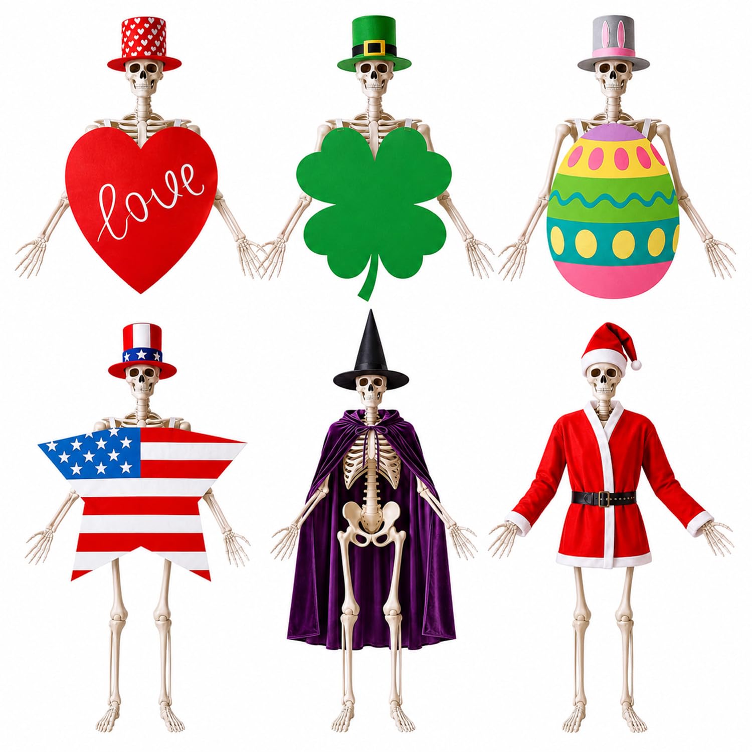 Photo 1 of Teyva Daily 12ft Skeleton Holiday Outfits Set (6 Outfits & 6 Hats)