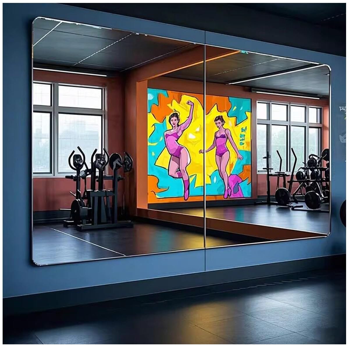 Gimnasio Espejo de Pie Cuerpo Entero de Pared Espejos Grandes Fáciles de Usar para Gimnasio Garaje Yoga Estudio de Baile y Dormitorio 150x60cm