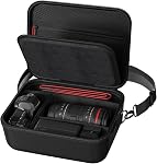 ProCase Cas de caméra de Shell dur pour Canon Rebel T7/EOS R100/R50/DSLR/SLR/Nikon/Sony/Mirrorless Caméras, Sac de voyage numérique souple avec 1 Etui et bandoulière 3 Diviseurs réglables - Noir