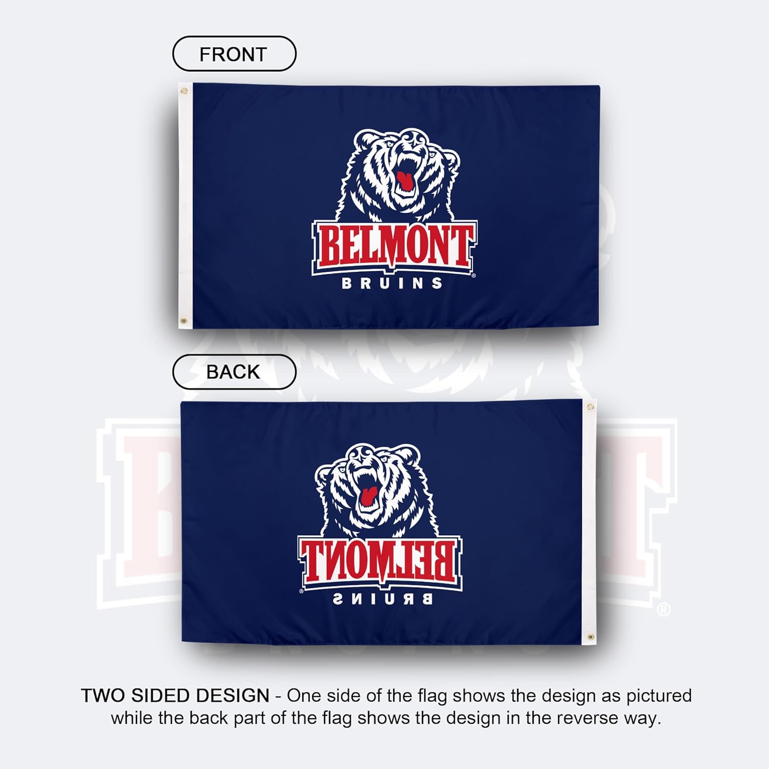 Desert Cactus Belmont University BU Flag - 3 x 5 Feet Bruins Banner, Indoor/Outdoor Durable Fabric, 100% Polyester Design (Style 1) - Image 2