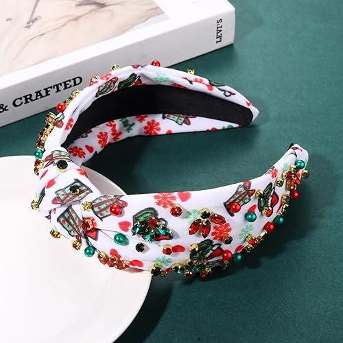 Miniatura 9 de YAHPERN Diadema de Halloween para mujer, diadema anudada de cristal con diamantes de imitación, diadema con joyas de otoño a cuadros, diadema con