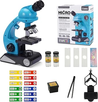 Microscope for Kids, 100x - 1200x Science Kits for Kids Age 5-7 Age 8-12, Microscope Beginner Kit with Double LED & Phone Stand, Learning Resources Toys, Science Experiment STEM Kits