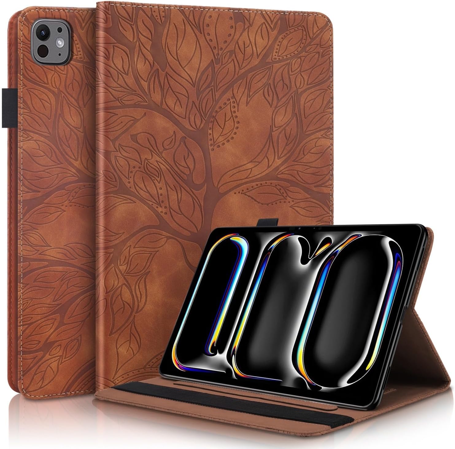 Tablet PC Bags Cases Sleeves Compatible with iPad Pro 13 2024 PU Leather Case Flip Wallet Protective Cover Tree of Life Tablet Case Card Slot Tablet PC Cover(Blue)