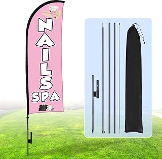 Buryeah 15ft NAILS & SPA for Business Advertising Feather Flag Sign with Flagpole Ground Stake Portable Bag NAILS & SPA Signs Banner for Outside Business