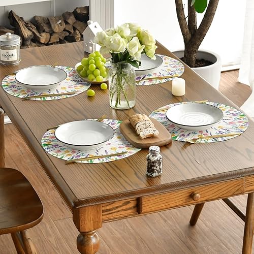 Miniatura 5 de Artoid Mode Juego de 4 manteles individuales redondos de primavera con diseño de tulipán lavanda, de 15 pulgadas, estilo rústico, vintage, para