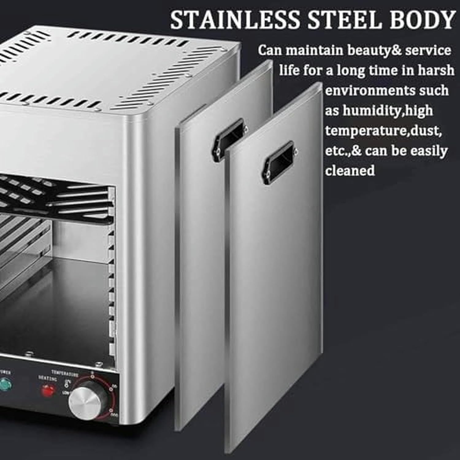 Electric Steak Broiler with Adjustable Time and Temperature, 4/10 Grilling Slots, Up to 800℃, Perfect for Indoor Kitchen Cooking