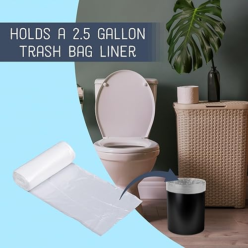 Miniatura 10 de NAT AND JULES Cubo de basura redondo para baño, papelera y cubo de pañuelos, organizador de accesorios a juego, juego de 2, mármol