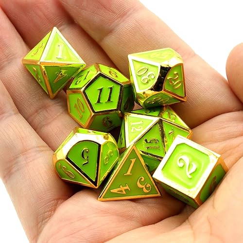 Miniatura 5 de HNCCESG - Juego de dados de metal D&D, dados luminosos para DND para juegos de rol, juegos de rol de mazmorras y dragones, juegos de mesa MTG,