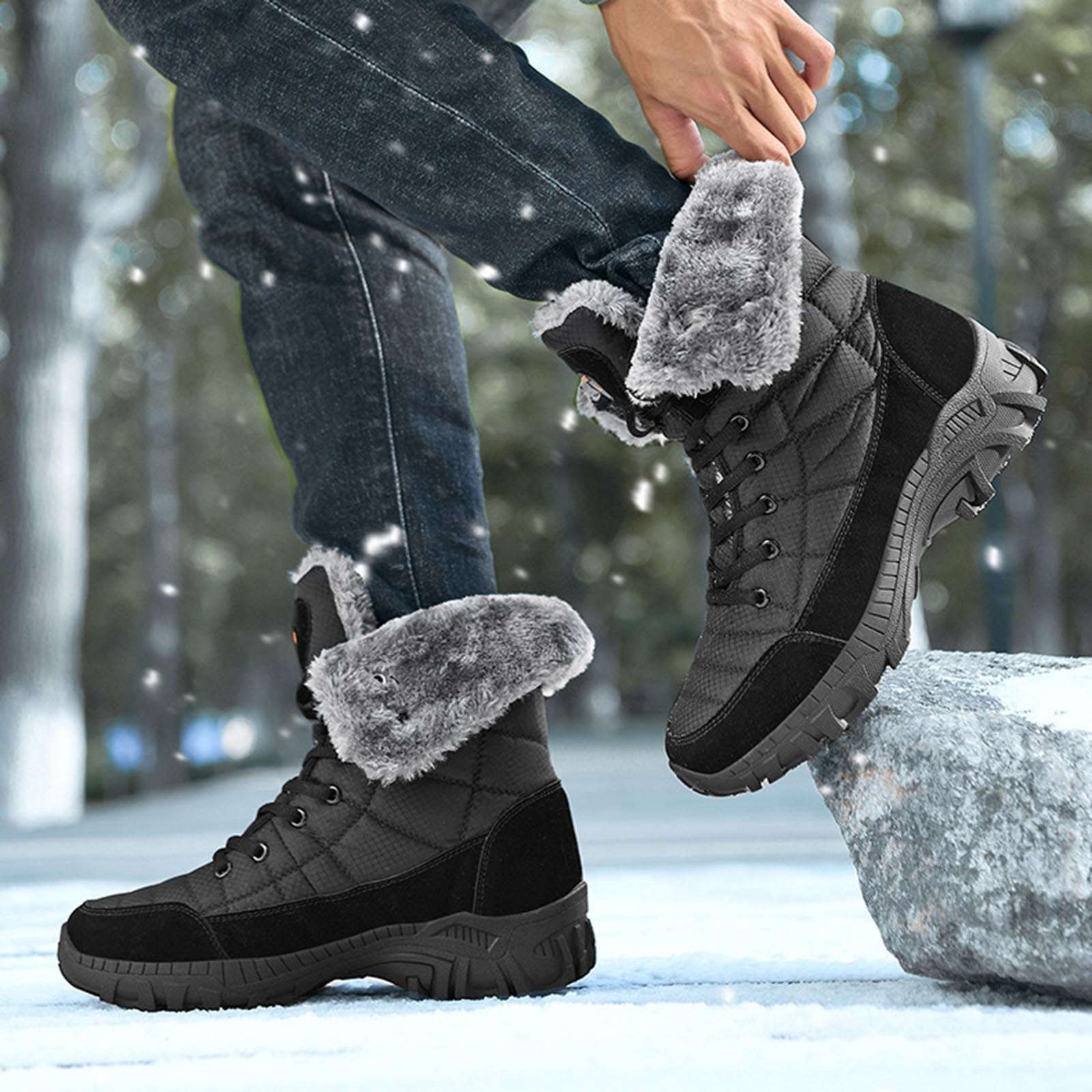 Winterschuhe Herren Weiche Sohle Schneeschuhe Herren Fleece