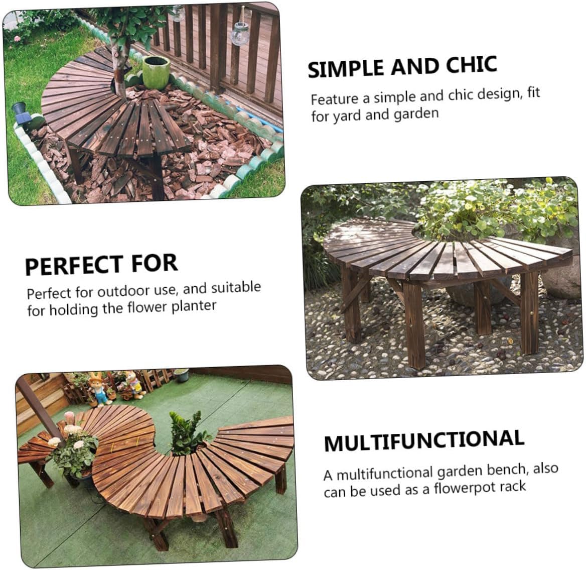 SUPVOX Leisure Bench Flower Pot Rack Solid Wood Bench Outdoor Use Plant Pot Stand