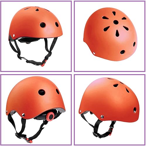 Vista 42 de Casco ajustable para niños de 5 a 16 años, equipo de protección con coderas, rodilleras y muñequeras para multideporte, patinaje, bicicleta, Set