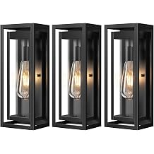 3 Pack 15" Large Outdoor Wall Lights, Matte Black Outdoor Sconces