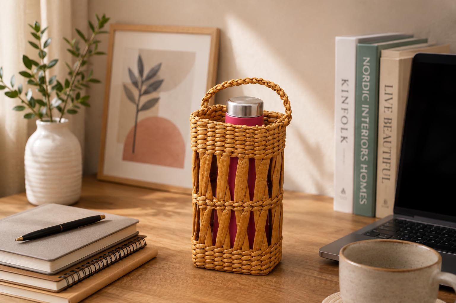 Water Hyacinth Water Bottle Carry Bag for Travel and Outdoor Use-image-18