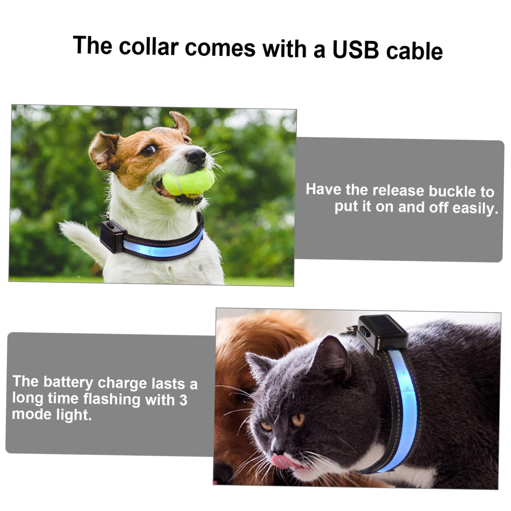 INOOMP 3ensembles Collier Lumineux USB Rechargeable pour Chiens Collier De Sécurité Nocturne avec LED Conception Solaire Et Confortable pour Promenades Nocturnes Couleur Bleue