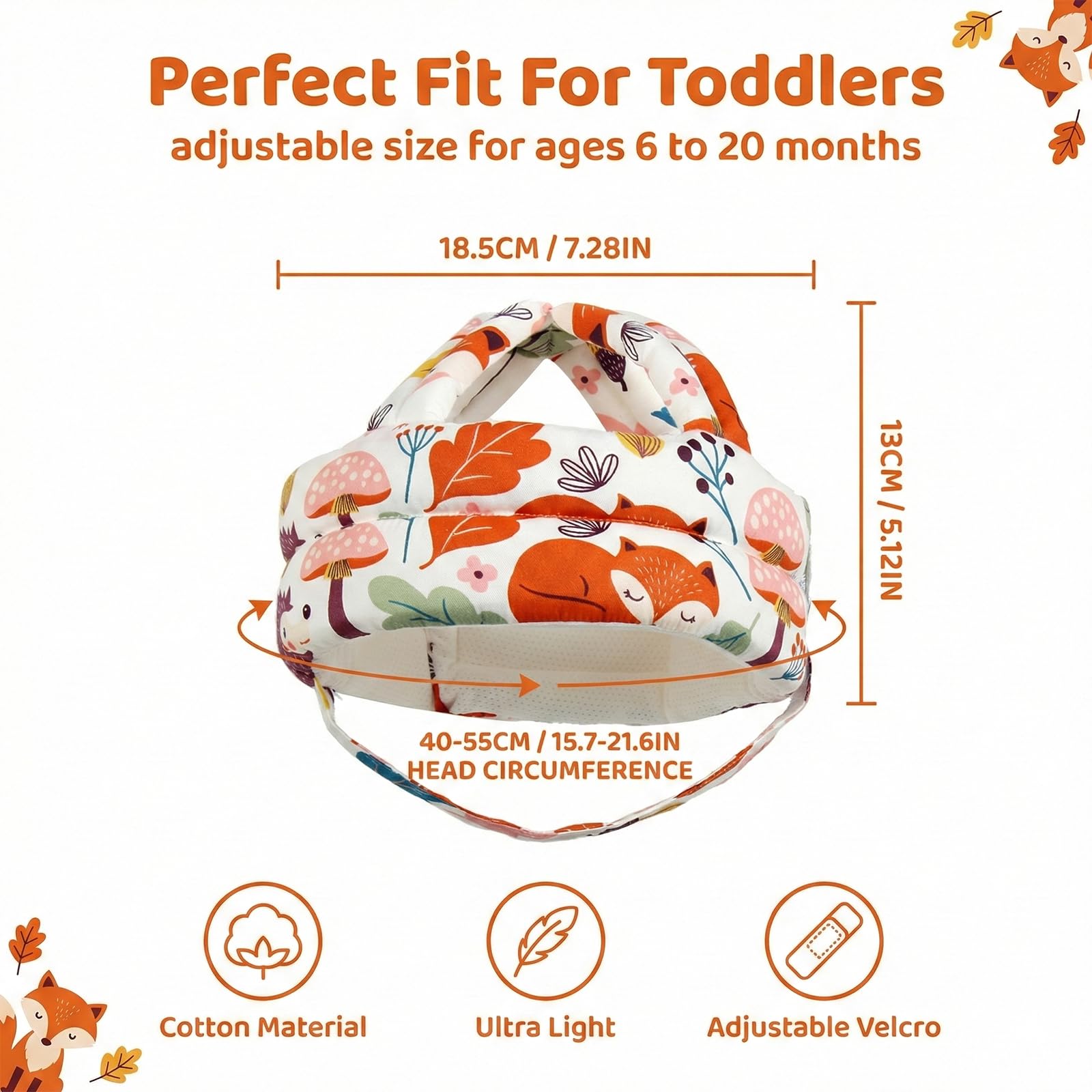 Casco Protector Ajustable y Transpirable Anti-Caídas para Bebés 6-36 Meses