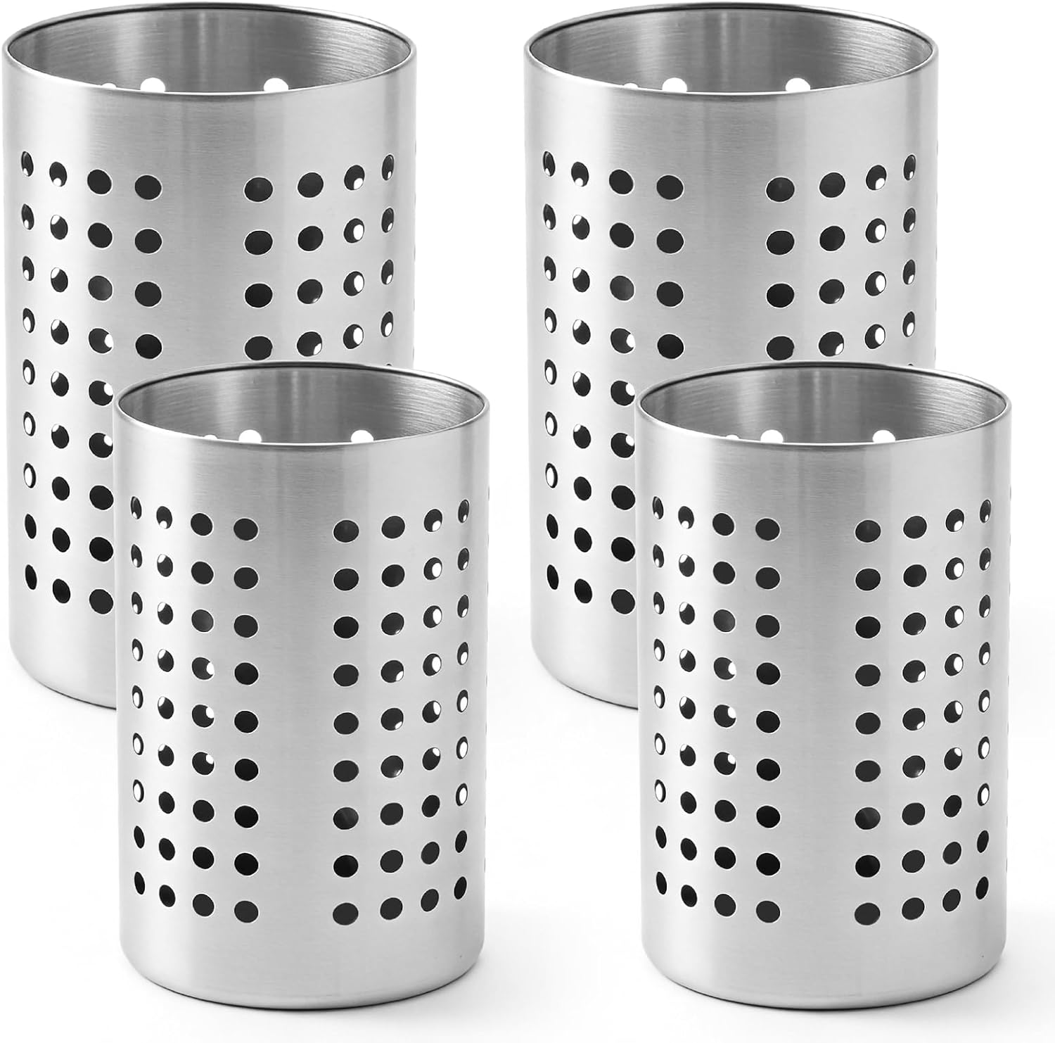 4PCS Stainless Steel Utensil Holder and Utensil Drying Holder, as a Kitchen Countertop Organizer and Silverware Drainer for Daily Home Use