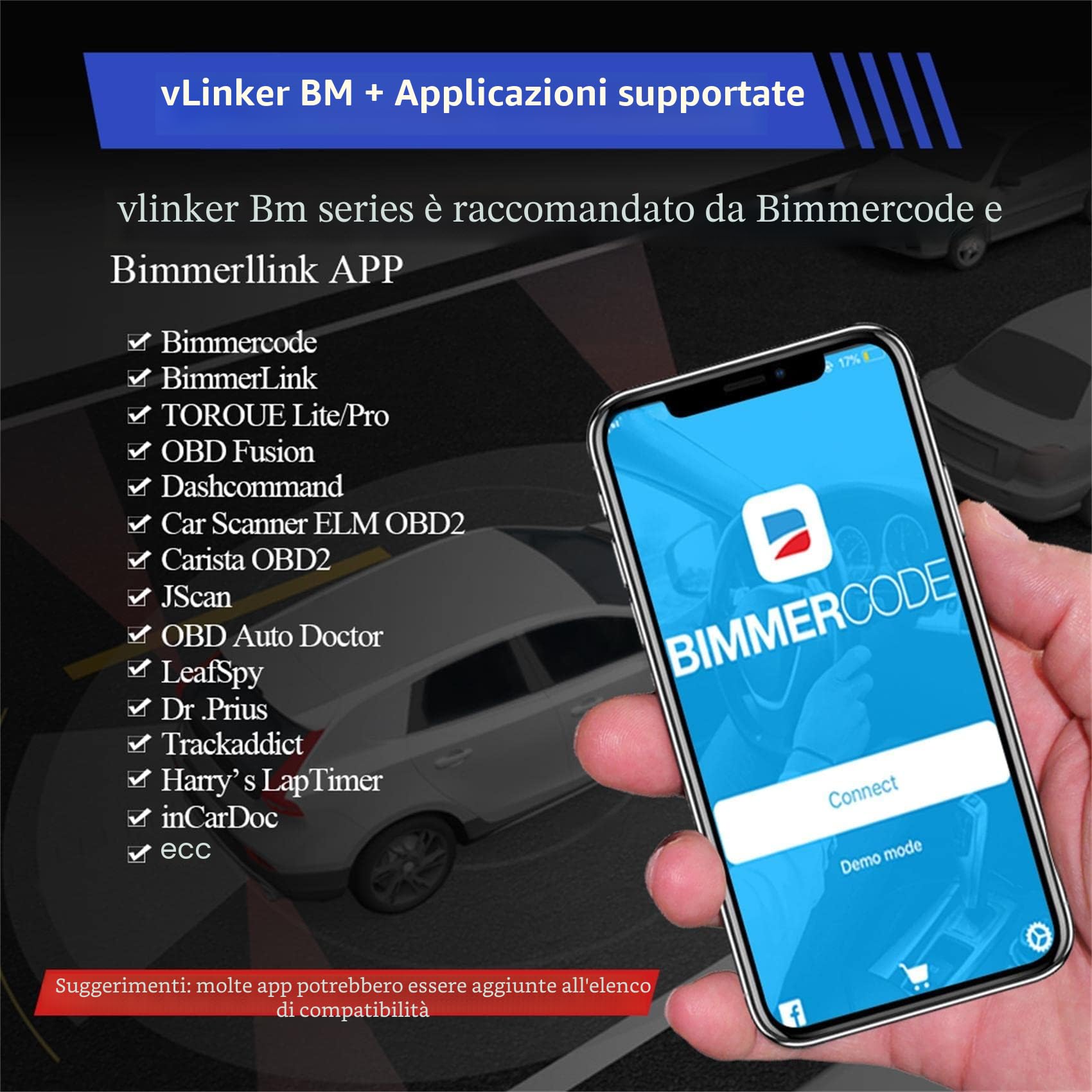 vLinker BM+ OBD2 Bluetooth Diagnostic Scan Tool, Scanner per auto OBDII per iOS, Android e Windows - Realizzato per BimmerCode