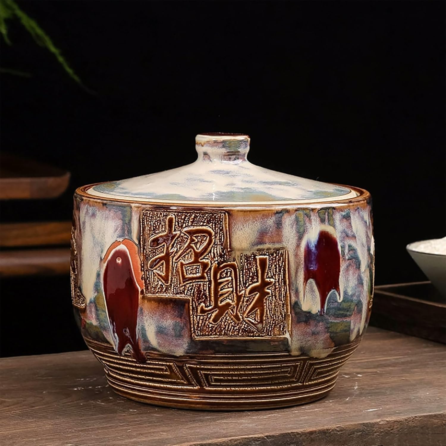 ELEFOCUS Ceramic Rice Container Rice Container Rice Bucket Rice Storage Container Rice Bin Rice Storage Container Rice Jar