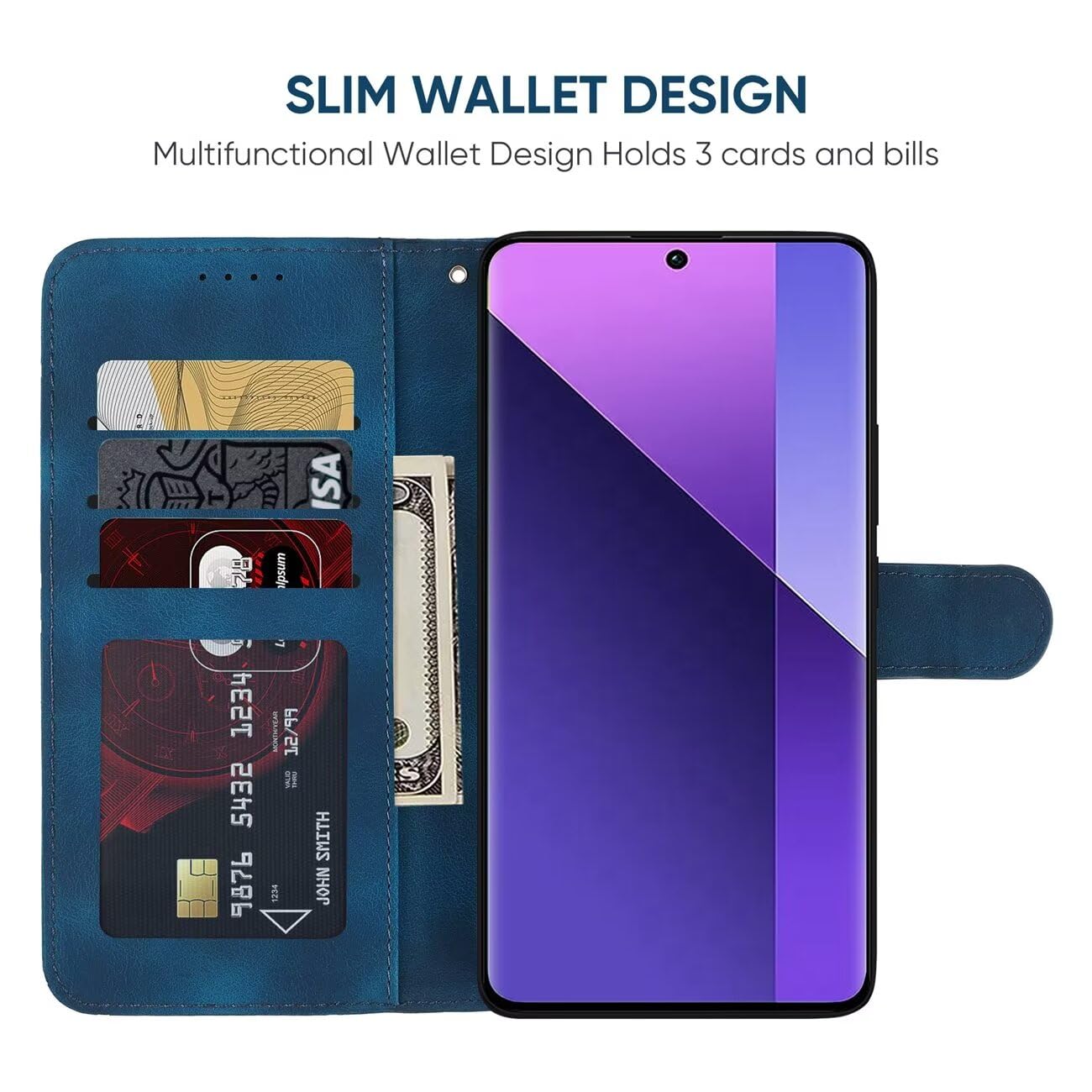 Wanyuexes Case for Redmi Note 13 Pro+ 5G/Note 13 Pro Plus 5G Wallet Case with Tempered Glass Screen Protector - Image 2