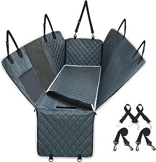 Dog Car Seat Cover - Waterproof Durable Dog Hammock for Back Seat with Mesh Window - Scratchproof Nonslip Dog Seat Cover with Zipper Design for Cars Trucks and SUVs