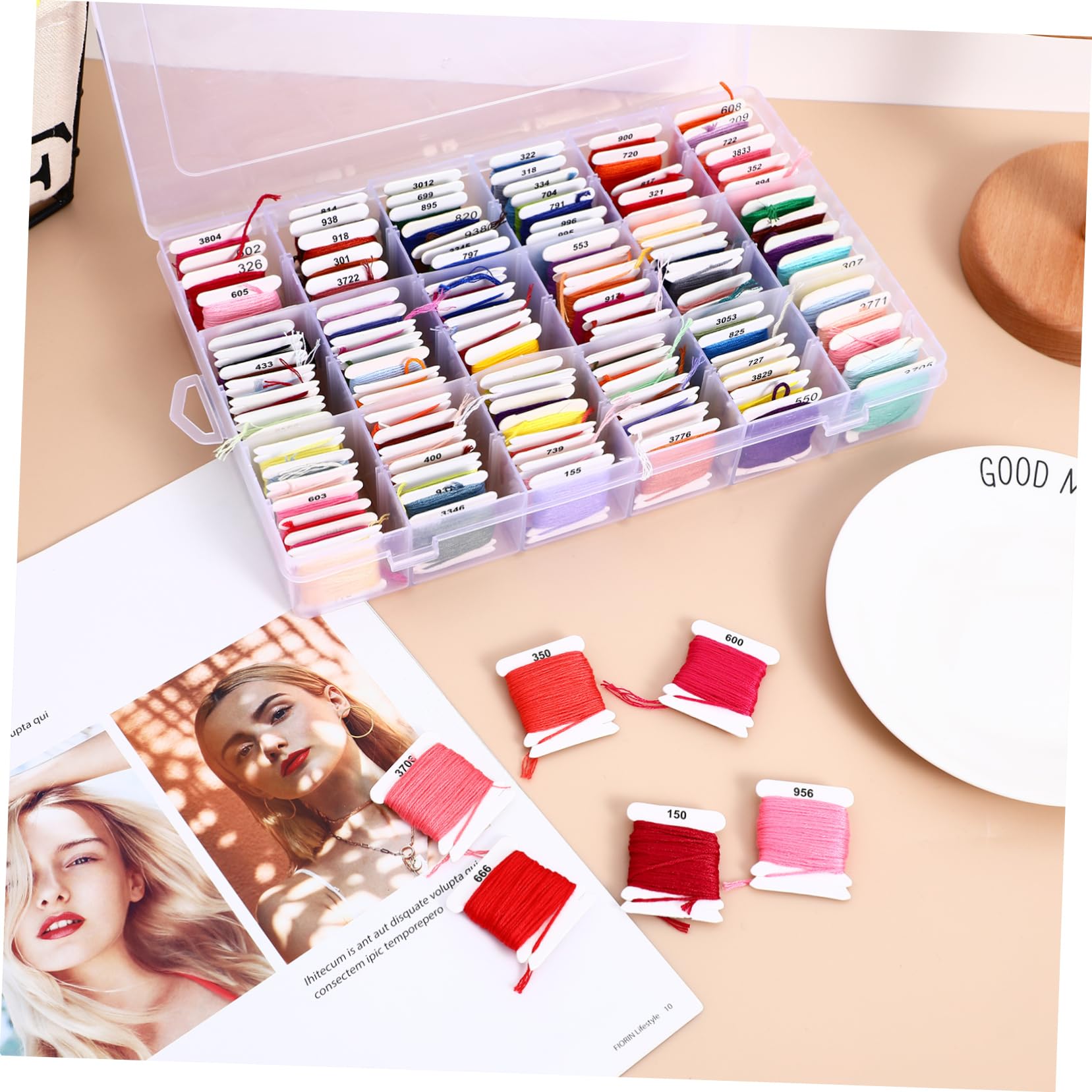 HOMSFOU Madejas De Hilo De Bordado Colorido Hilo Para Manualidades y Pulseras Para Bordado Caja De Almacenamiento Para Proyectos De Cruz y Macramé