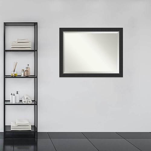 Miniatura 5 de Amanti Art Espejo de baño de madera, espejo de pared negro Corvino para usar como espejo de tocador de baño sobre el fregadero (35 x 45 pulgadas),