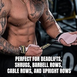 MANUEKLEAR Gym Straps, Double Leather Lifting Straps for Men Deadlift with Cushion Wrist Loop, Gym Lifting Wrist Wraps for Weightlifting