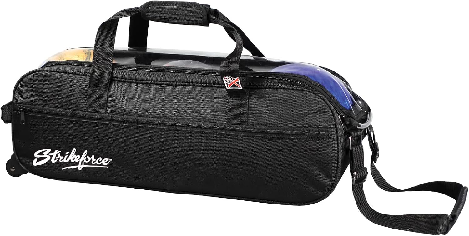 KR Strikeforce Eliminator Black Triple Roller Tote Bowling