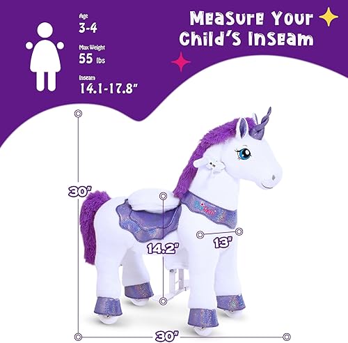 Miniatura 6 de PonyCycle Juguete de unicornio con freno, esencial modelo E interactivo, regalo de unicornio para niñas (30 pulgadas de alturatamaño 3 para edades