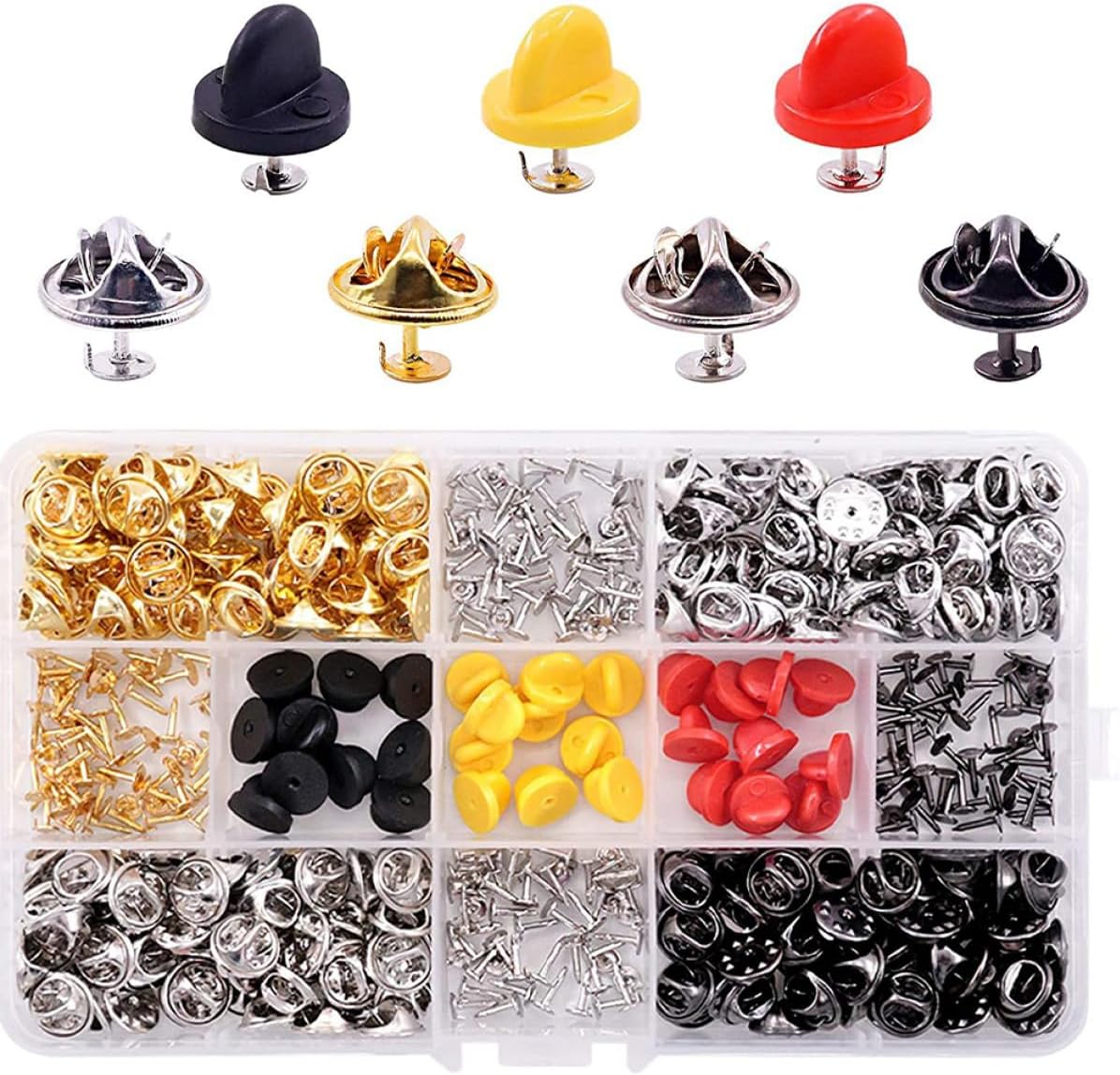 Lurrose 430pcs Replacement Flat Pin Backs for Brooches Crafts Jewelry Making Locking Clasps for Secure Pin Attachment